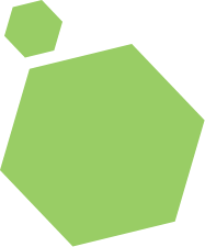 Two solid green hexagons in different sizes, symbolizing how entimo's statistical computing environment can accommodate projects of different sizes.