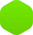 A small green hexagon with rounded corners