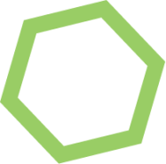A hexagon outlined in green, an abstract symbol of connection